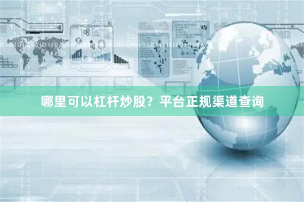 哪里可以杠杆炒股?平台正规渠道查询